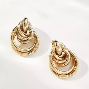 New Anthropologie Layered Link Drop Earrings Gold